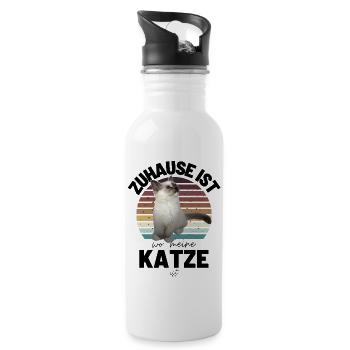 KATZE Katzen Spruch Katze Kätzchen Kitten - Trinkflasche mit integriertem Trinkhalm - Weiß - Rechts
