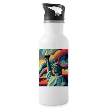Liberty Bunte Kunst - Trinkflasche mit integriertem Trinkhalm - Weiß - Rechts