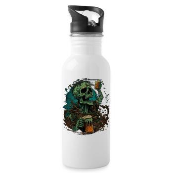 Beer Zombie Creepy - Water bottle with straw - white - Right