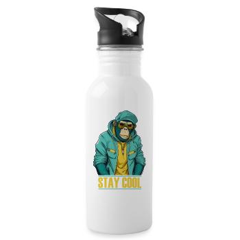 Cooler Affe Stay Cool - Trinkflasche mit integriertem Trinkhalm - Weiß - Rechts