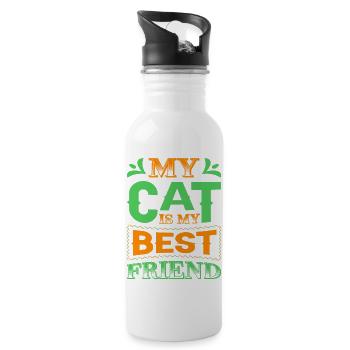 My Cat is my best Friend - Trinkflasche mit integriertem Trinkhalm - Weiß - Rechts
