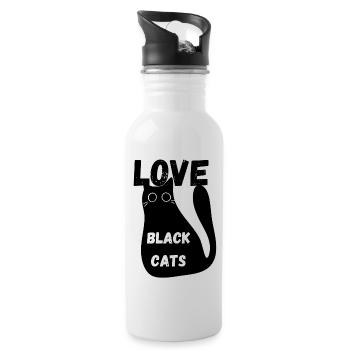 J’adore les chats noirs - Gourde avec paille intégrée - blanc - Droite