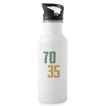 Keine 70 sondern 35 Jahre 70. Geburtstag Geschenk - Trinkflasche mit integriertem Trinkhalm - Weiß - Rechts