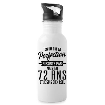 perfection 72 ans / humour anniversaire 72 ans - Gourde avec paille intégrée - blanc - Droite
