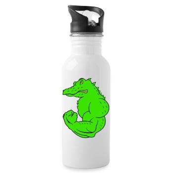 strong crocodile - Trinkflasche mit integriertem Trinkhalm - Weiß - Rechts