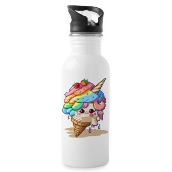 Magisches Einhorn - Sommer Edition - Trinkflasche mit integriertem Trinkhalm - Weiß - Rechts