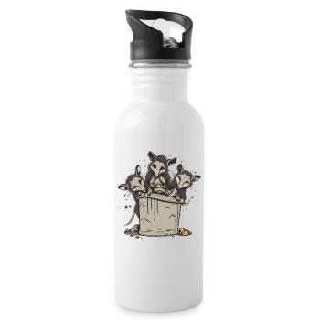 Opossums, die Müll essen - Trinkflasche mit integriertem Trinkhalm - Weiß - Rechts
