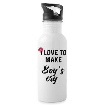 make boys cry - Trinkflasche mit integriertem Trinkhalm - Weiß - Rechts