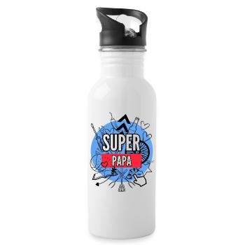 Superdad - Trinkflasche mit integriertem Trinkhalm - Weiß - Rechts