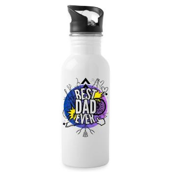 Bester Vater aller Zeiten - Trinkflasche mit integriertem Trinkhalm - Weiß - Rechts