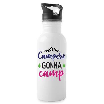 Camper auf dem Weg zum Camp - Trinkflasche mit integriertem Trinkhalm - Weiß - Rechts
