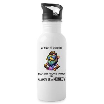 Always Be a Monkey - Water bottle with straw - white - Right