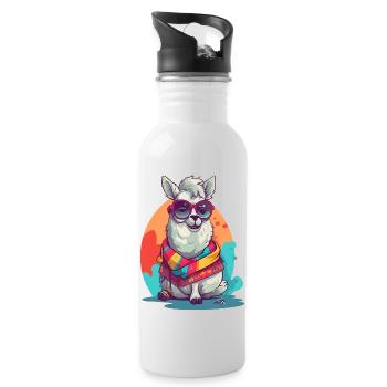 No drama, just lama! - Water bottle with straw - white - Right