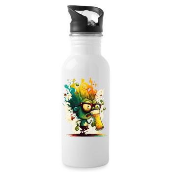 Drôle de petit nerd de bière verte - Gourde avec paille intégrée - blanc - Droite