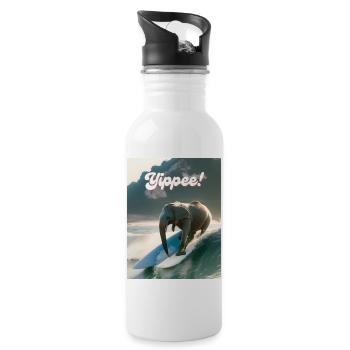 Hurra! - Trinkflasche mit integriertem Trinkhalm - Weiß - Rechts