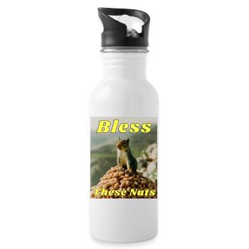 Bless These Nuts - Water bottle with straw - white - Right