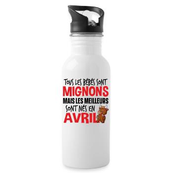 Bébé Avril Taureau Naissance Cadeau Baby - Gourde avec paille intégrée - blanc - Droite