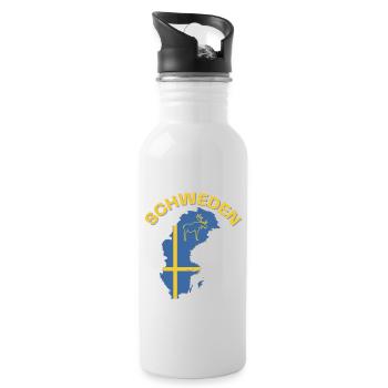 Schweden Karte - Trinkflasche mit integriertem Trinkhalm - Weiß - Rechts