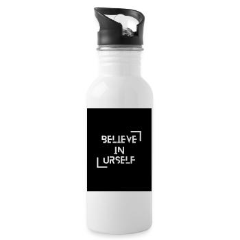 BELIEVE IN URSELF Motivations Motiv - Trinkflasche mit integriertem Trinkhalm - Weiß - Rechts