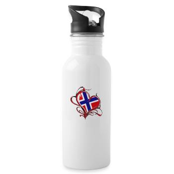 Bock auf Norwegen Flagge Urlaub Geschenk - Trinkflasche mit integriertem Trinkhalm - Weiß - Rechts