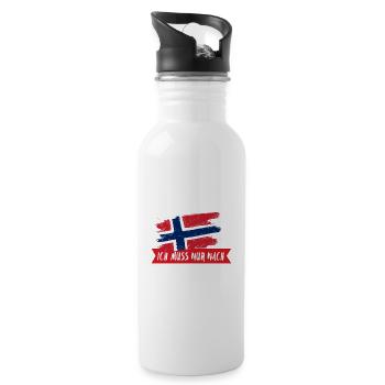Keine Therapie Nur Norwegen Flagge Urlaub Geschenk - Trinkflasche mit integriertem Trinkhalm - Weiß - Rechts