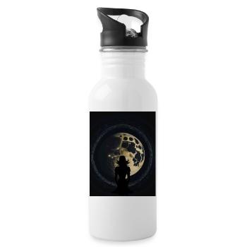 Woman watching the full moon - Water bottle with straw - white - Right