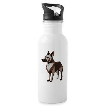Minimalistischer Hund - Trinkflasche mit integriertem Trinkhalm - Weiß - Rechts