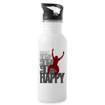jump happy jumping happy human - Water bottle with straw - white - Right
