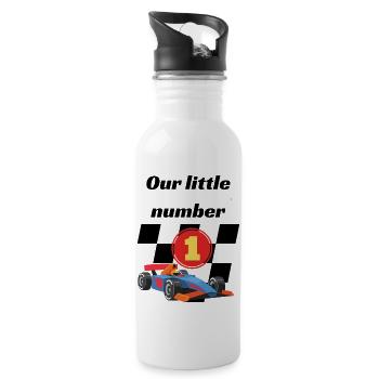 Unser kleiner Nummer-eins-Rennwagen - Trinkflasche mit integriertem Trinkhalm - Weiß - Rechts