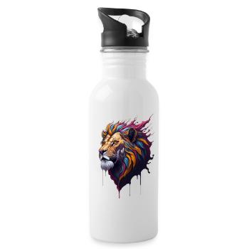 Color Lion - Trinkflasche mit integriertem Trinkhalm - Weiß - Rechts