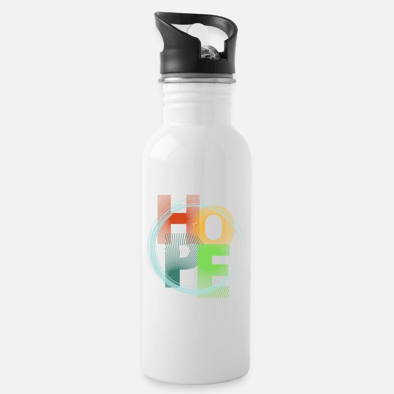 Hope - Water bottle with straw - white