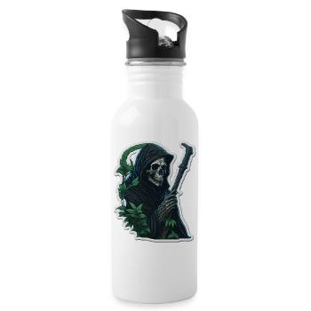 Grim Reaper with grass - Water bottle with straw - white - Right