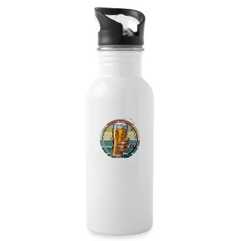 Träume von Angeln und Bier Angel Urlaub Fischen - Trinkflasche mit integriertem Trinkhalm - Weiß - Rechts