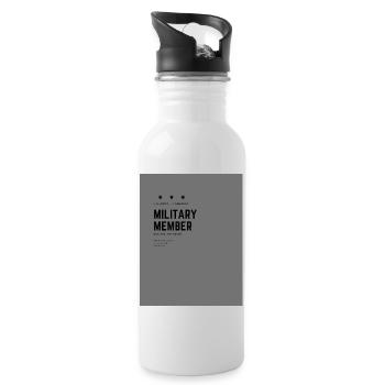 Military Member Design - Trinkflasche mit integriertem Trinkhalm - Weiß - Rechts