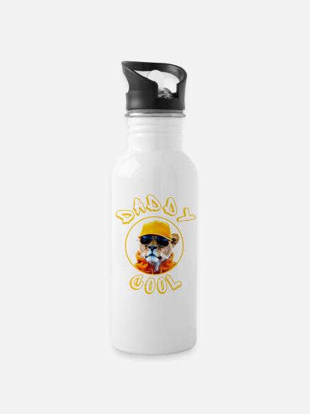 Papa Jaune Cool - Gourde avec paille intégrée - blanc