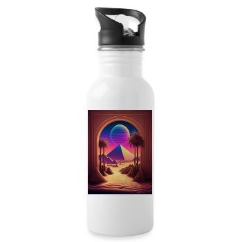 Electronic Synthwave Retrowave Vaporwave Eden - Trinkflasche mit integriertem Trinkhalm - Weiß - Rechts
