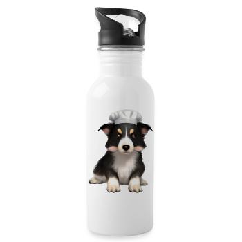 Chiens Border Collie Propriétaires de chiens Amoureux des chiens - Gourde avec paille intégrée - blanc - Droite