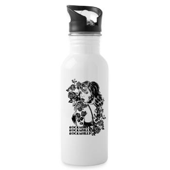 Rose Rockabilly Girl (2) - Gourde avec paille intégrée - blanc - Droite