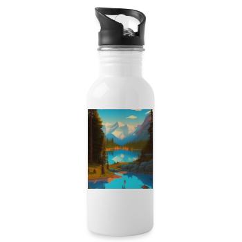 Paysage nature forêt - Gourde avec paille intégrée - blanc - Droite