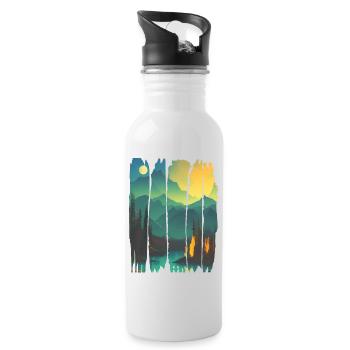 Landscape Campfire Forest - Water bottle with straw - white - Right