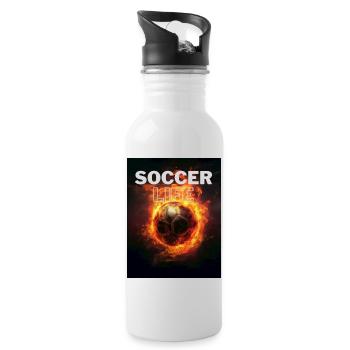 Soccer Life T-Shirt - Water bottle with straw - white - Right