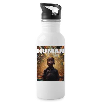 We are all one - Human - T Shirt - Trinkflasche mit integriertem Trinkhalm - Weiß - Rechts