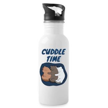 Cuddle time-a cozy sleep design for cat lovers - Water bottle with straw - white - Right