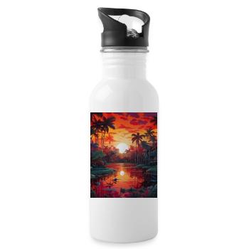 Amazonas Streetwear nature Exotic Design - Trinkflasche mit integriertem Trinkhalm - Weiß - Rechts