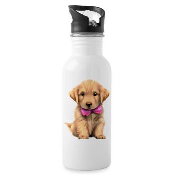 Puppy Golden Retriever Dog Owner Dogs - Water bottle with straw - white - Right