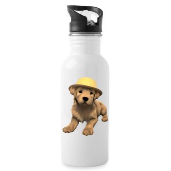 Chiot Golden Retriever Chien Propriétaire Chiens - Gourde avec paille intégrée - blanc - Droite