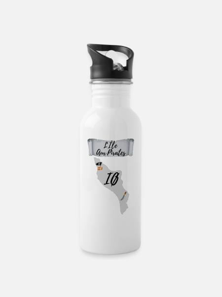 The island of pirates, Oléron - Water bottle with straw - white