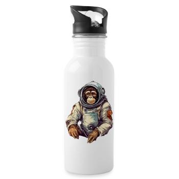 Weltraum Affe Retro Zeichnung - Trinkflasche mit integriertem Trinkhalm - Weiß - Rechts