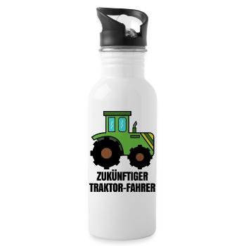 Traktor Nutzfahrzeug Landwirtschaft Statement Feld - Trinkflasche mit integriertem Trinkhalm - Weiß - Rechts