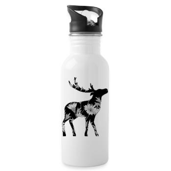 Hirsch - Trinkflasche mit integriertem Trinkhalm - Weiß - Rechts